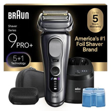 Load image into Gallery viewer, Braun Series 9 PRO+ Electric Shaver for Men, Wet & Dry Foil Razor, 6-in-1 SmartCare Clean & Charge Center, Built-in Precision ProTrimmer, ProComfort Attachment, Travel Case, Silver 9697cc_1