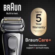 Load image into Gallery viewer, Braun Series 9 PRO+ Electric Shaver for Men, Wet & Dry Foil Razor, 6-in-1 SmartCare Clean & Charge Center, Built-in Precision ProTrimmer, ProComfort Attachment, Travel Case, Silver 9697cc_169