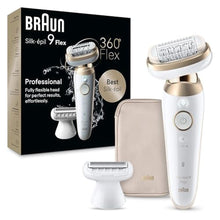 Load image into Gallery viewer, Braun Silk-pil 9 Flex Epilator, 360 Flex and Pivoting Head, Wet and Dry, Includes Shaver Head, Trimmer Comb, SES9-041 3D, Tinted Gold, TintedGold_1