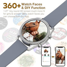 Load image into Gallery viewer, BRIBEJAT Smart Watch for Women(Answer/Make Call), HD 1.27'' Aluminum Alloy Case with Diamonds SmartWatch, Waterproof Fitness Tracker SpO2/HR/Sleep Monitor, Compatible with iOS Android, Gray_604