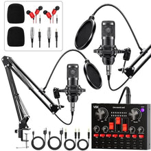 Load image into Gallery viewer, Brvomussy Podcast Equipment Bundle for 2, Audio Interface with Voice Changer Condenser Microphone for Gamer, All-in-One Audio Mixer Perfect for Live Streaming, Singing, YouTube, Gaming_1