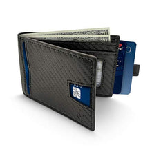 Load image into Gallery viewer, Bryker Hyde Slim Vertical Bifold RFID Blocking Full Grain Leather Wallet for Men, Front Pocket, Bill/Receipt Pocket and Pull Tab Card Slot (Carbon Fiber Black with Pull out Card Pocket), CarbonFiberBlackwPullOutCardPocket_7964