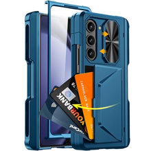 Load image into Gallery viewer, BSNRM for Samsung Galaxy Z Fold 5 Case with Card Holder (3 Cards)& S Pen Holder& Slide Camera Cover& Hinge Protection& Full-Body Rugged Shockproof Wallet Case for Galaxy Z Fold 5, Lake Blue, LakeBlue_1