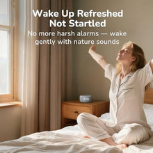 Load image into Gallery viewer, Buffbee Alarm Clock with Sound Machine for Bedrooms 2-in-1 White Noise Machine for Sleep, Gentle Wake-Up with Soft Alarm Sounds, Ambient Night Light, Plug-in, Sleep Better, Wake Gently_259