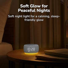 Load image into Gallery viewer, Buffbee Alarm Clock with Sound Machine for Bedrooms 2-in-1 White Noise Machine for Sleep, Gentle Wake-Up with Soft Alarm Sounds, Ambient Night Light, Plug-in, Sleep Better, Wake Gently_260