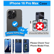 Load image into Gallery viewer, BXYJY for iPhone 16 Pro Max Case Wallet, Card Holder (4-5 Cards), Blue_994