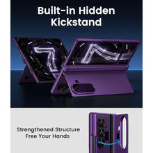 Load image into Gallery viewer, BXYJY for Samsung Galaxy Z Fold 7 Slim Case with Stand, Glass Screen Protector, Full Hinge Protection, Thin & Rugged, Shockproof Protective Phone Case Cover for Samsung Galaxy Z Fold7 2025, Purple, DarkPurple_4410