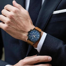 Load image into Gallery viewer, by BENYAR Men's Chronograph Waterproof Luminous Date Watches Stainless Steel Bracelet Large Dial Classic Business Fashion Analogue Quartz Watches Elegant Gift for Men, Brown Black Blue, Men, Casual_388