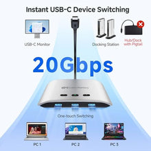 Load image into Gallery viewer, Cable Matters 20Gbps USB C KVM Switch, 3-in-1-Out, 140W PD Charging, Silver_404
