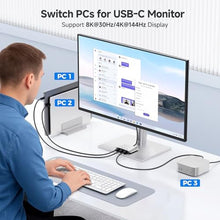Load image into Gallery viewer, Cable Matters 20Gbps USB C KVM Switch, 3-in-1-Out, 140W PD Charging, Silver_405