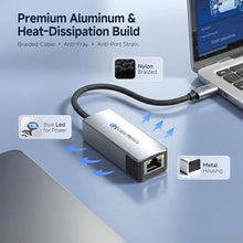 Load image into Gallery viewer, Cable Matters USB C to 10Gb Ethernet Adapter, Low-Heat and Silent, Silver_499