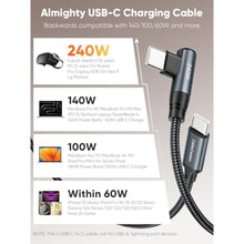Load image into Gallery viewer, CableCreation 90 USB C to USB C Cable 240W, 10FT 5A Type C Charging Cable, DarkGrey_407