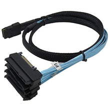 Load image into Gallery viewer, CableDeconn Mini SAS 36 SFF-8087 to (4) SFF-8482 Connectors with SATA Power 1m, Black_1