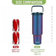 Load image into Gallery viewer, Cafezi 50 oz Insulated Tumbler with Straw, Stainless Steel Water Bottles with Flip Straw and Top Handle, Leak Proof Flip, No Sweat, Fits in Cup Holder, Vacuum Insulated Cup for Home, Outdoors, Car, Aurora_6347