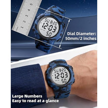 Load image into Gallery viewer, CakCity Men's Digital Sports Watch,50M Water Resistant,50mm Large Face,Stopwatch,Alarm,EL Backlight,Black,Ideal for Sport,Referee,Outdoor Work,Running Training & Daily Wear, BlueCamouflage_288