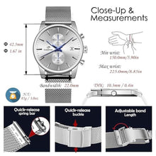 Load image into Gallery viewer, CalmTick Professional Japanese VD51 Movement Men's Business Watch - 3 Year Battery Life, Luminous Hands, Date Display & Chronograph - Stainless Steel Strap (Gold-Black), GoldBlack_3593