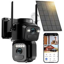 Load image into Gallery viewer, Caluxe Dual Lens Solar Security Cameras Wireless Outdoor, 5G/2.4G WiFi 6, 360 PTZ Home Security Camera with 6MP Color Night Vision, Motion Detection, Spotlight Siren, 2-Way Audio, Waterproof_1