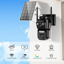 Load image into Gallery viewer, Caluxe Dual Lens Solar Security Cameras Wireless Outdoor, 5G/2.4G WiFi 6, 360 PTZ Home Security Camera with 6MP Color Night Vision, Motion Detection, Spotlight Siren, 2-Way Audio, Waterproof_537