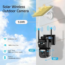 Load image into Gallery viewer, Caluxe Dual Lens Solar Security Cameras Wireless Outdoor, 5G/2.4G WiFi 6, 360 PTZ Home Security Camera with 6MP Color Night Vision, Motion Detection, Spotlight Siren, 2-Way Audio, Waterproof_540