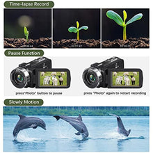 Load image into Gallery viewer, Camcorder Video Camera 4K Ultra HD 80MP Vlogging Camera for YouTube 18X Digital Zoom 3.0" 270 Rotation IPS Screen IR Night Vision Camcorder Recorder with 32GB SD Card, Lens Cap and 2 Batteries Purple, Black_316