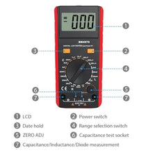 Load image into Gallery viewer, CAMWAY LCR Meter LCD Capacitance Inductance Resistance Tester Measuring Meter Self-Discharge pF nF F with Overrange Display, Black_1209
