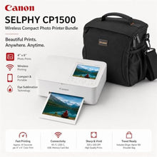 Load image into Gallery viewer, Canon SELPHY CP1500 Wireless Printer with KP-108IN Ink, Paper & Bag (White) | Complete Photo Printing Bundle with, Shoulder, Power Adapter, Cassette and AC Cable_290