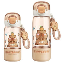 Load image into Gallery viewer, Capybara Water Bottle with Lid & Keychain Cute Water Bottle with Silicone Straw, Drinking Cup & Spout Portable Heat-Resistant Food Grade for Kids & Girls, 510ml_778