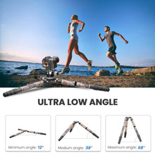 Load image into Gallery viewer, Carbon Fiber Heavy Duty Tripod for Camera, WEYLLAN LX9G Camera Bowl Tripod with 40mm Leg Camouflage Sleeve 10-Layer Carbon Fibre Professional Camcorder Tirpod for Telephoto Lens Max Load 88lbs/40kg_4674