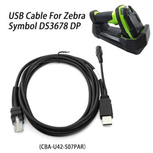 Load image into Gallery viewer, CARPSDZY CBA-U42-S07PAR USB Cable for Zebra Symbol DS3678-DP LI3608 LI3678 DS3600 DS3608 DS8108 Barcode Scanner, USB-A to RJ-45 Interface, 7ft(2.8m) Straight, 12V (Requires 12V Power Supply), Black_1155