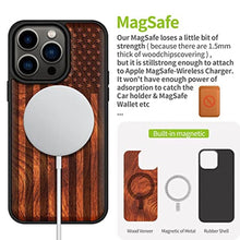 Load image into Gallery viewer, Carveit Wood Case for iPhone 14 Pro, (The Classic American Flag -Rosy), Rosewood_8174