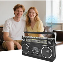 Load image into Gallery viewer, Cassette Player Boombox with Bluetooth, AM/FM/SW Radio & Record to USB, 24W Stereo Sound, 4 Power Modes, Portable Retro Stereo for Indoor Outdoor, Classic Black_2480