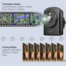 Load image into Gallery viewer, Caupureye Time Lapse Camera - Timelapse Camera with Infrared Positioning & LED Light, 180 Days Shooting, 1080P AVI Videos & Photos for Outdoor Construction, Cooking, Plant Growth, Landscape(64GB), ObsidianSilvery_1176