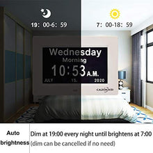 Load image into Gallery viewer, CAZOKASI 7inch Digital Calendar Clock with DST Auto Dimming Large Non-Abbreviated Day & Date Display 15 Alarms Plug-in with Memory Backup Ideal Dementia Clock for Seniors for Aging Parents, InchWhite_8451