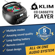 Load image into Gallery viewer, CD Cassette Player with Case, Bluetooth Boombox, AM FM Radio, USB Drive, Black_520