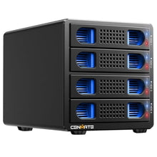 Load image into Gallery viewer, CENMATE Aluminum 4 Bay Hard Drive RAID Enclosure with Cooling Fan for 2.5/3.5" SATA HDD/SSD with USB A/C 3.0eSATA Cable, 3.5 Hard Drive Reader Supports 80TB Capacity, 8 RAID Modes, DAS(NO NAS), Black_1