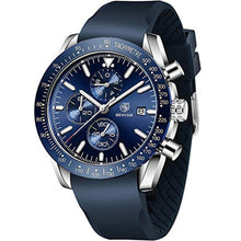 Load image into Gallery viewer, CEYADG Fashion Men's Quartz Chronograph Waterproof Silicone Watches Business Casual Sport Design Wrist Watch for Men Perfect for Father Son Black Blue Rose Gold (Silver Blue), SilverBlue_1