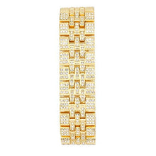 Load image into Gallery viewer, Charles Raymond Mens Watch w/Matching Iced Rolly Hip Hop Bracelet - Big Rhinestones on Trim and Elegant Baguette Time Indicators on Dial - Master Bling Designer - ST10226B (Gold)_410