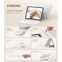 Load image into Gallery viewer, CHESONA Keyboard Case for iPad (A16) 11th/10th Generation (2025/2022), Detachable Wireless Keyboard, Stand Folio Keyboard Cover with Pencil Holder, Thin & Light (White)_7821