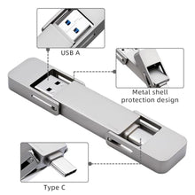 Load image into Gallery viewer, CHUCHENG USB Drive 128GB External SSD,USB 3.2 Gen 2 A+C Dual Port Portable SSD,Up to 550MB/s for Data Storage, External Solid State Hard Drive for iPhone 15/16 /Android/PC/Mac/Laptop, silvery_5221