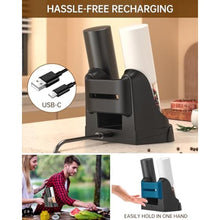 Load image into Gallery viewer, CIRCLE JOY Electric Salt and Pepper Grinder Set Automatic Salt and Pepper Mills Set with Easy-to-Carry Charging Base and LED Light, USB Rechargeable, Upgrade External Adjustable Coarseness, WhiteBlack_6069