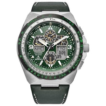 Load image into Gallery viewer, Citizen Men's Eco-Drive Promaster Skyhawk A-T Watch, Green Dial, Green Leather Strap, Atomic Timekeeping (Model: JY8147-01X), GreenLeatherStrapGreenDial_1