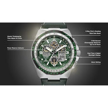 Load image into Gallery viewer, Citizen Men's Eco-Drive Promaster Skyhawk A-T Watch, Green Dial, Green Leather Strap, Atomic Timekeeping (Model: JY8147-01X), GreenLeatherStrapGreenDial_7188