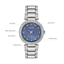 Load image into Gallery viewer, Citizen Women's Eco-Drive Dress Classic Crystal Watch in Rose-Tone Stainless Steel, Mother of Pearl Dial (Model: EM0843-51D)_377