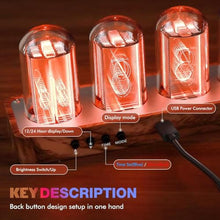 Load image into Gallery viewer, ClocTeck Nixie Tube Clock with Wi-Fi SYNC, Alarm & Timer, 12/24H Display, No Assembly Required - A Retro Gift for Friends (Wood Grain), Tubes_4912