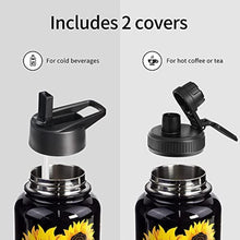 Load image into Gallery viewer, CLQFDT 32oz Sunflower Vacuum Insulated Stainless Steel Water Bottles with Straw & Spout Lids, Double Wall Sport Bottle, Sweat-Proof BPA Free, Canteen Metal Thermo Mug Hydro Cup Jug, Sunlfower Gift_6939