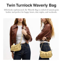Load image into Gallery viewer, COACH The Originals Natural Grain Leather Twin Turnlock Waverly Bag_13