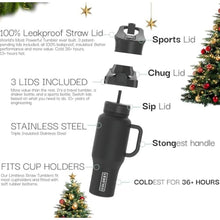 Load image into Gallery viewer, Coldest 40 oz Tumbler with Handle and Straw - 100% Spill Proof Tumbler with Straw (3 Lids) - Stainless Steel Insulated Leakproof Tumblers for Women & Men - Cup Holder Friendly - 46 oz (Lily Nova), LilyNova_1583