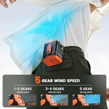 Load image into Gallery viewer, coldSky Upgraded Waist Fan 5 Speeds Clip On Fan, 24 Hrs Cooling for Outdoor, Orange_242