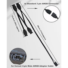 Load image into Gallery viewer, COMeap 4 Pin RGB Adapter for Corsair Commander Core and iCUE Commander CORE XT, 1 to 4 ARGB Splitter Extension Cable Connect to 5V 3-Pin ARGB Devices 19-in, Black_4995