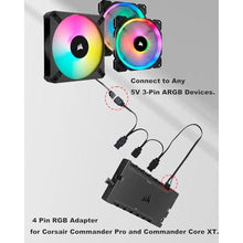 Load image into Gallery viewer, COMeap 4 Pin RGB Adapter for Corsair Commander Core and iCUE Commander CORE XT, 1 to 4 ARGB Splitter Extension Cable Connect to 5V 3-Pin ARGB Devices 19-in, Black_4996